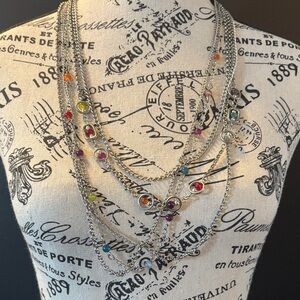Multi-Color Gemstone Silver Necklace